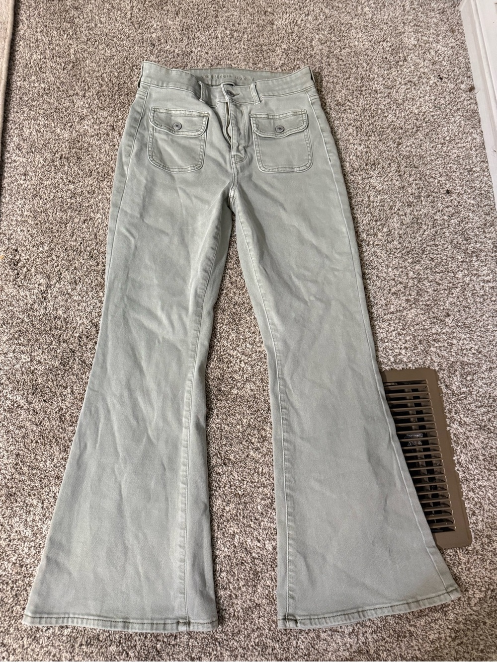 American Eagle Women's Sage Green Flared Jeans